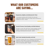 Client testimonials for custom 16oz beer glasses with etched logos. B2B buyers praise product quality, fast turnaround, and exceptional bulk order service.