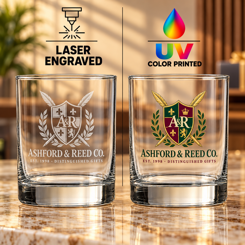 13.75 oz Whiskey Glass Custom Engraved or UV Printed