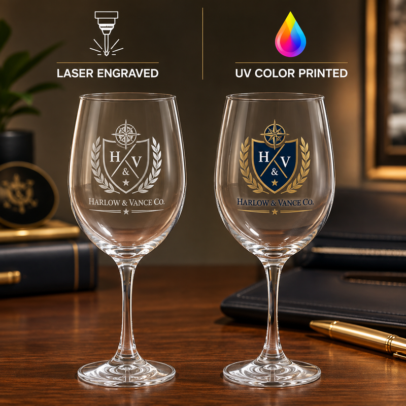 10.5oz Custom Wine Glass, Bulk Logo Gifts for Business Branding and Events