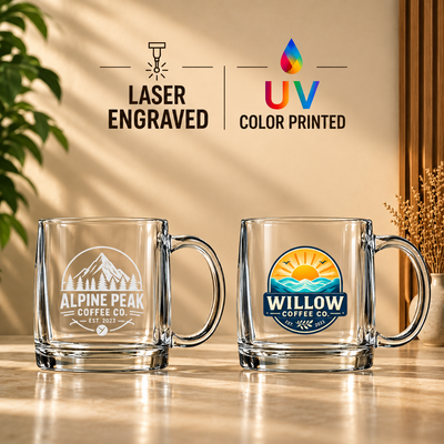 12.25oz Coffee Mug, Custom Logo Engraved or UV Print – Bulk Corporate Use