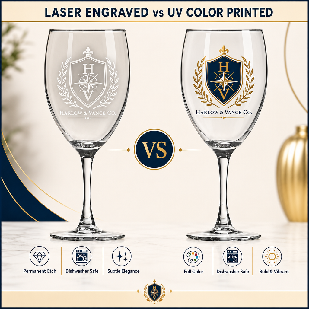 10.5oz Custom Wine Glass, Bulk Logo Gifts for Business Branding and Events