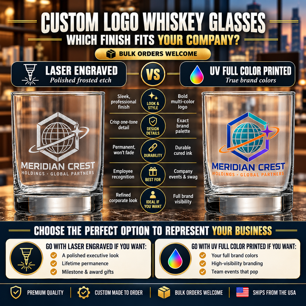 13.75 oz Whiskey Glass Custom Engraved or UV Printed