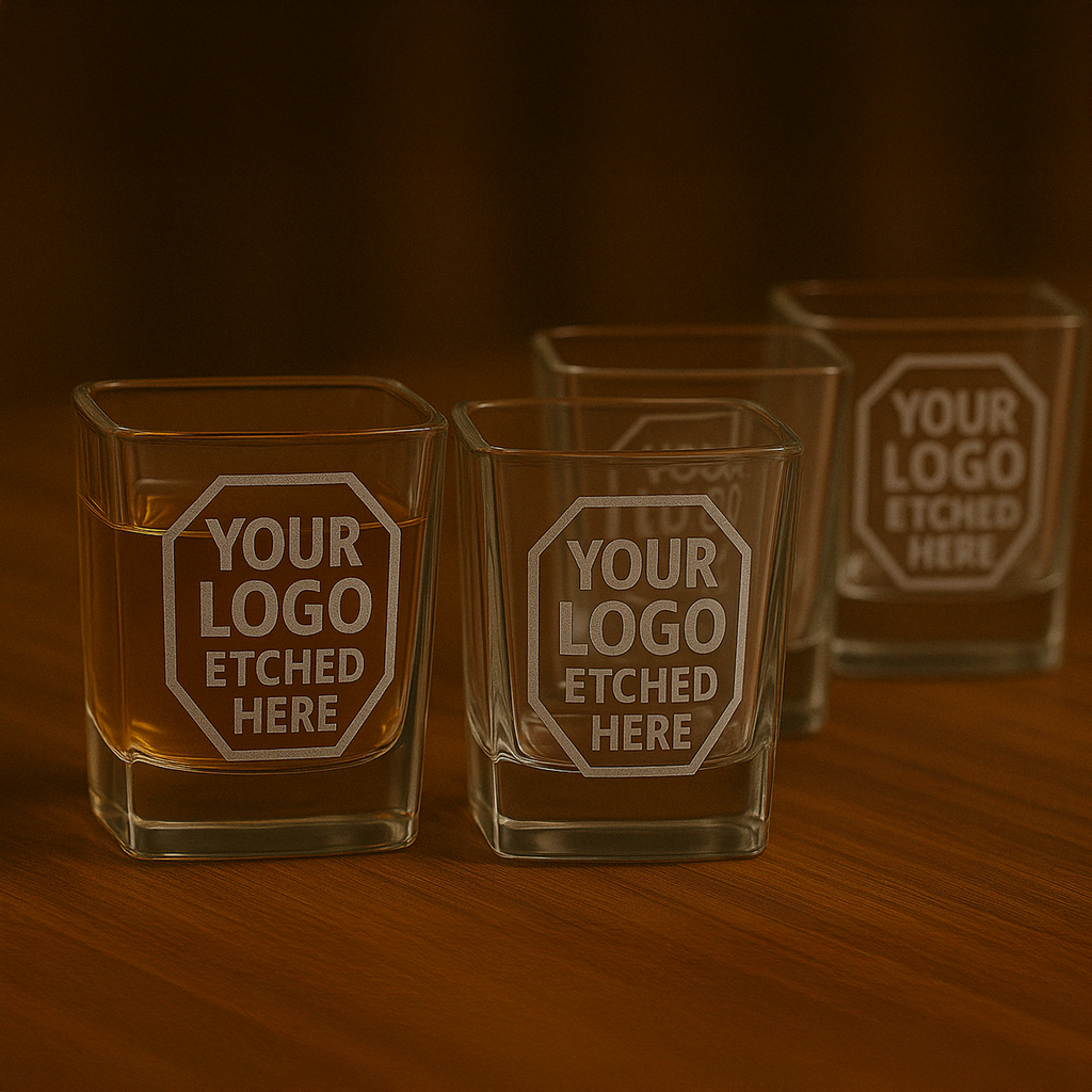 square engraved whiskey glasses