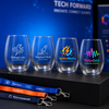 Custom Stemless Wine Glass, 9oz Small Business Gift with Engraved or UV Printed Logo