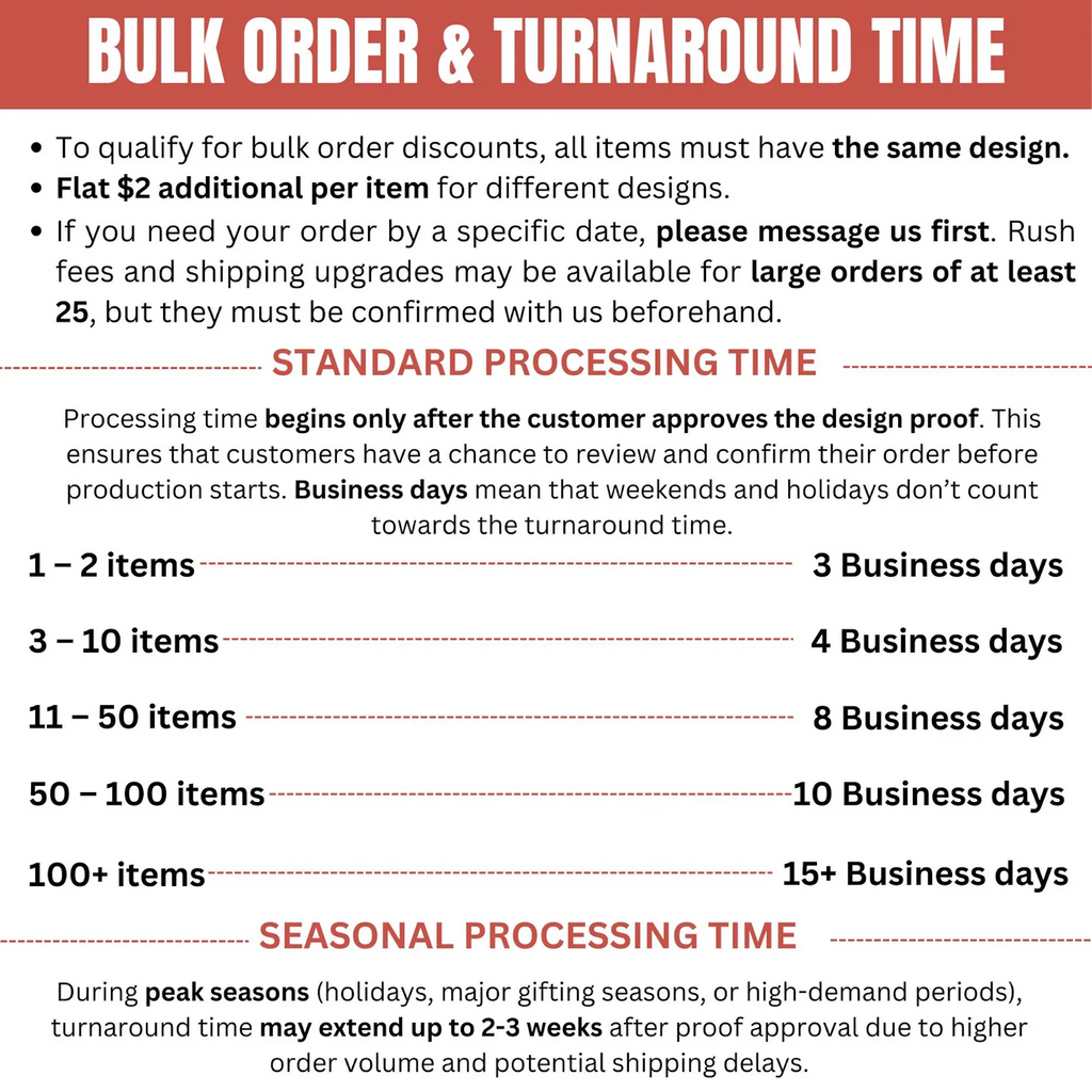 bulk order &turnaround time