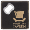 black and gold leatherette bottle opener coaster