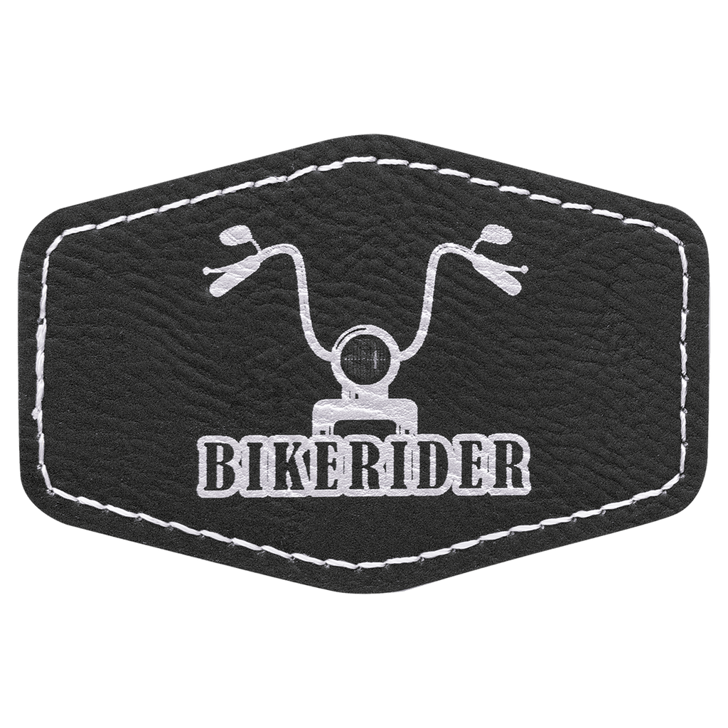 black and silver leather patch
