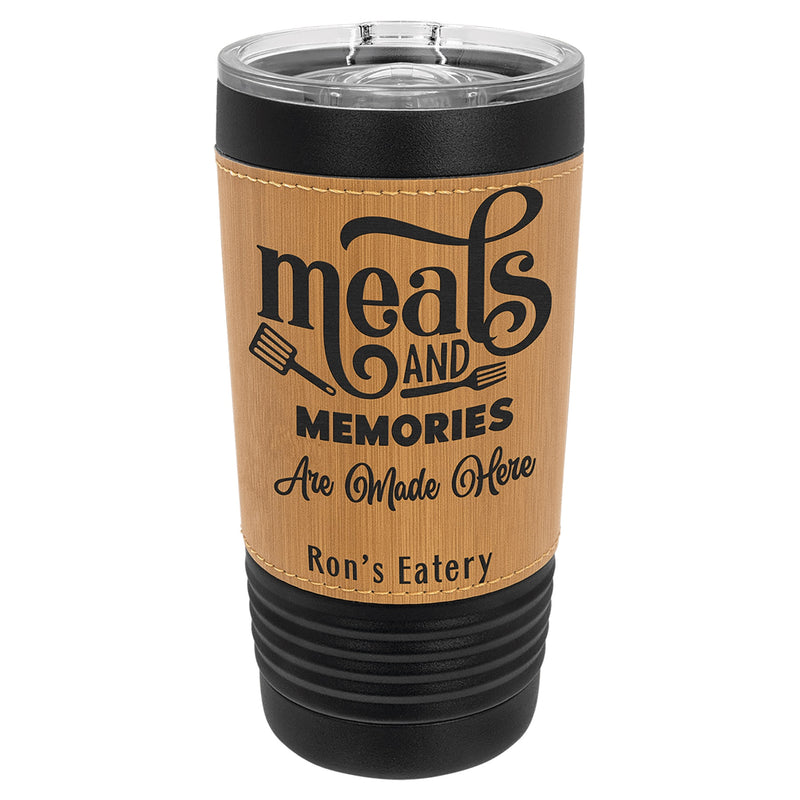 custom black and bamboo leatherette tumbler