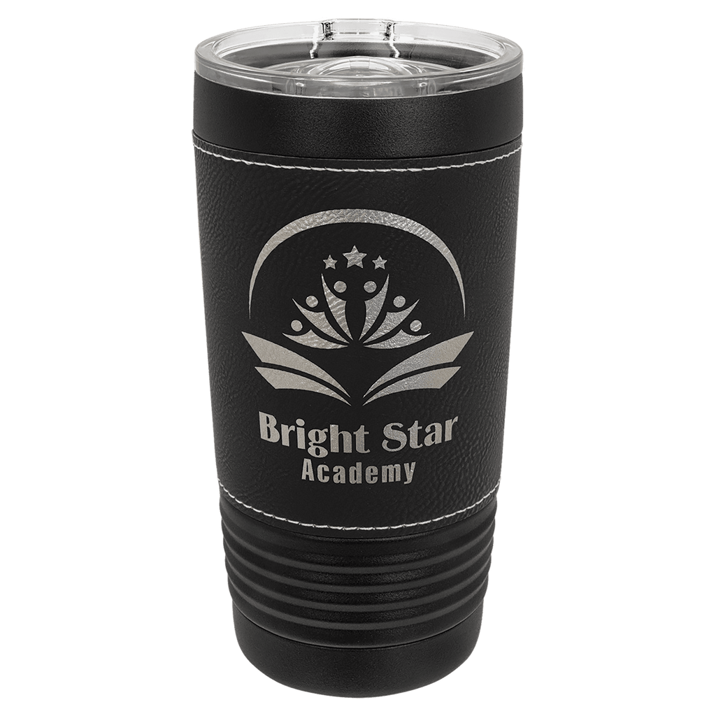 custom black with black and silver leatherette tumbler