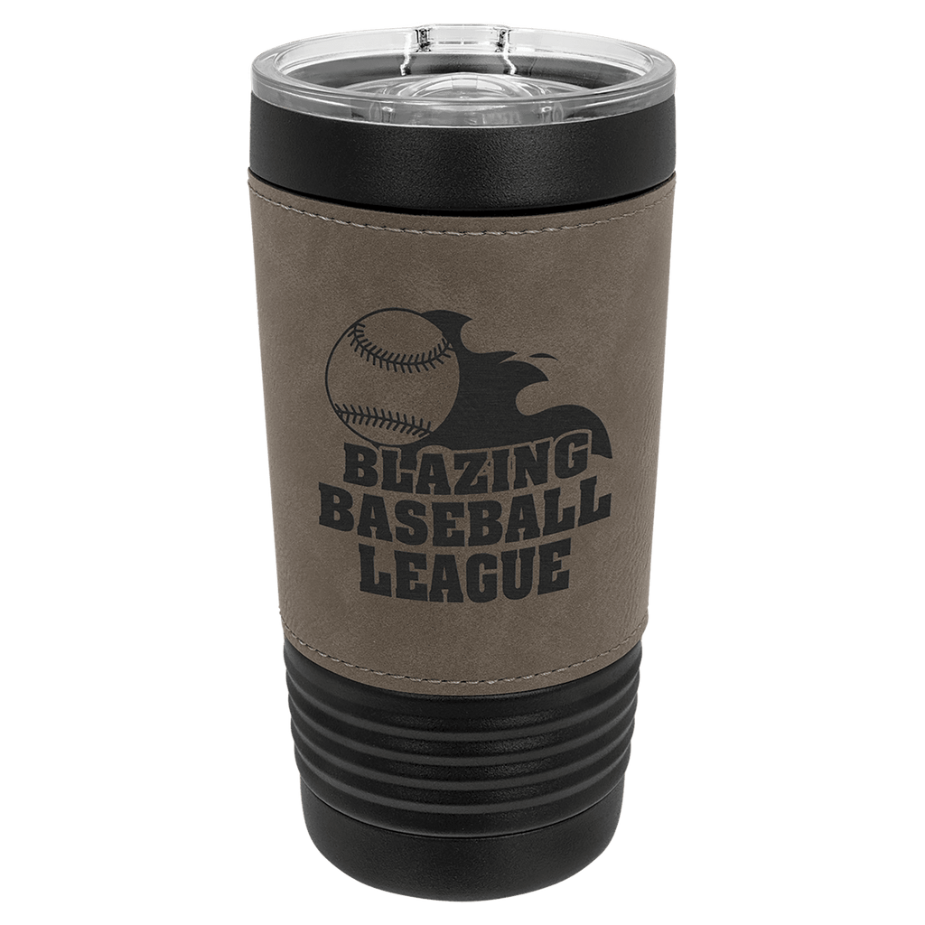 custom black and gray leatherette tumbler