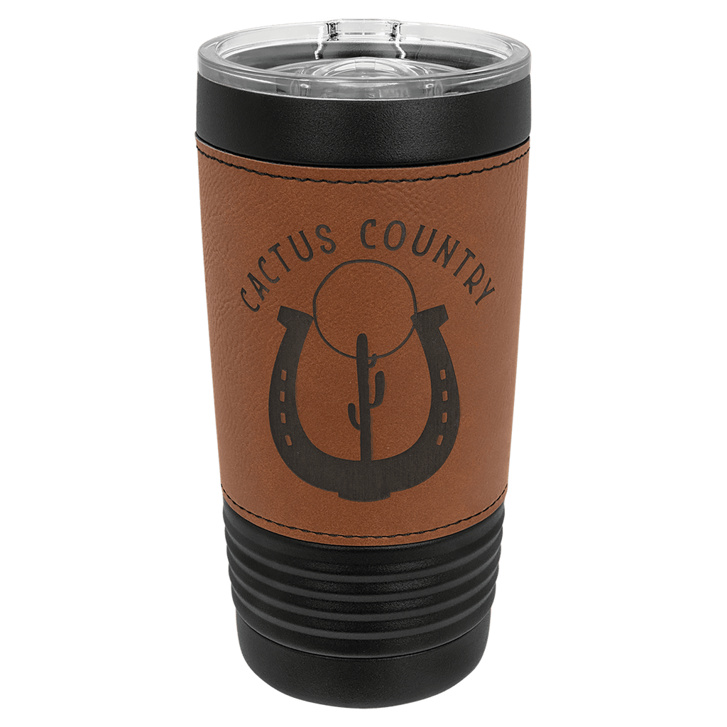 custom black and brown leatherette tumbler