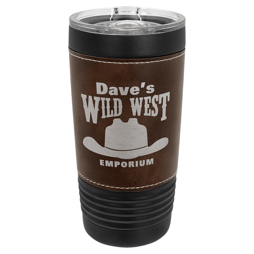 custom black and rustic leatherette tumbler