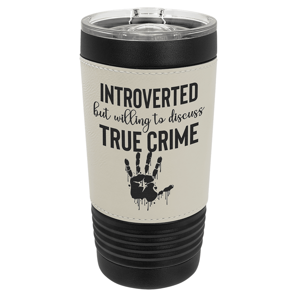 custom. beige and black leatherette tumbler