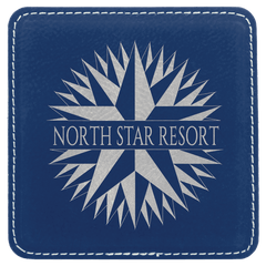 blue leatherette coaster