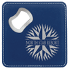 blue and silver leatherette bottle opener coaster