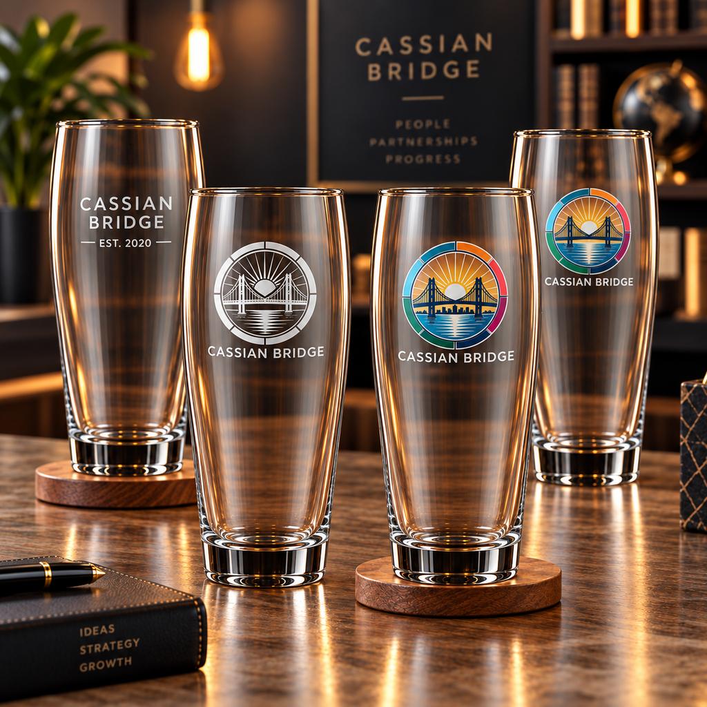 16oz Willi Becher Glass, Custom Engraved or UV Printed Logo Branding for Businesses