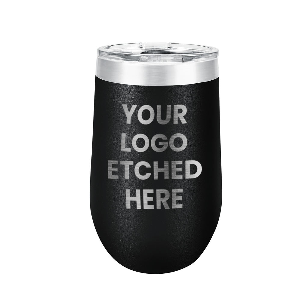 your logo here black stemless wine tumbler
