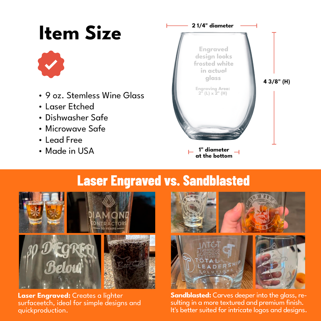 laser engraved vs sandblasted infographic