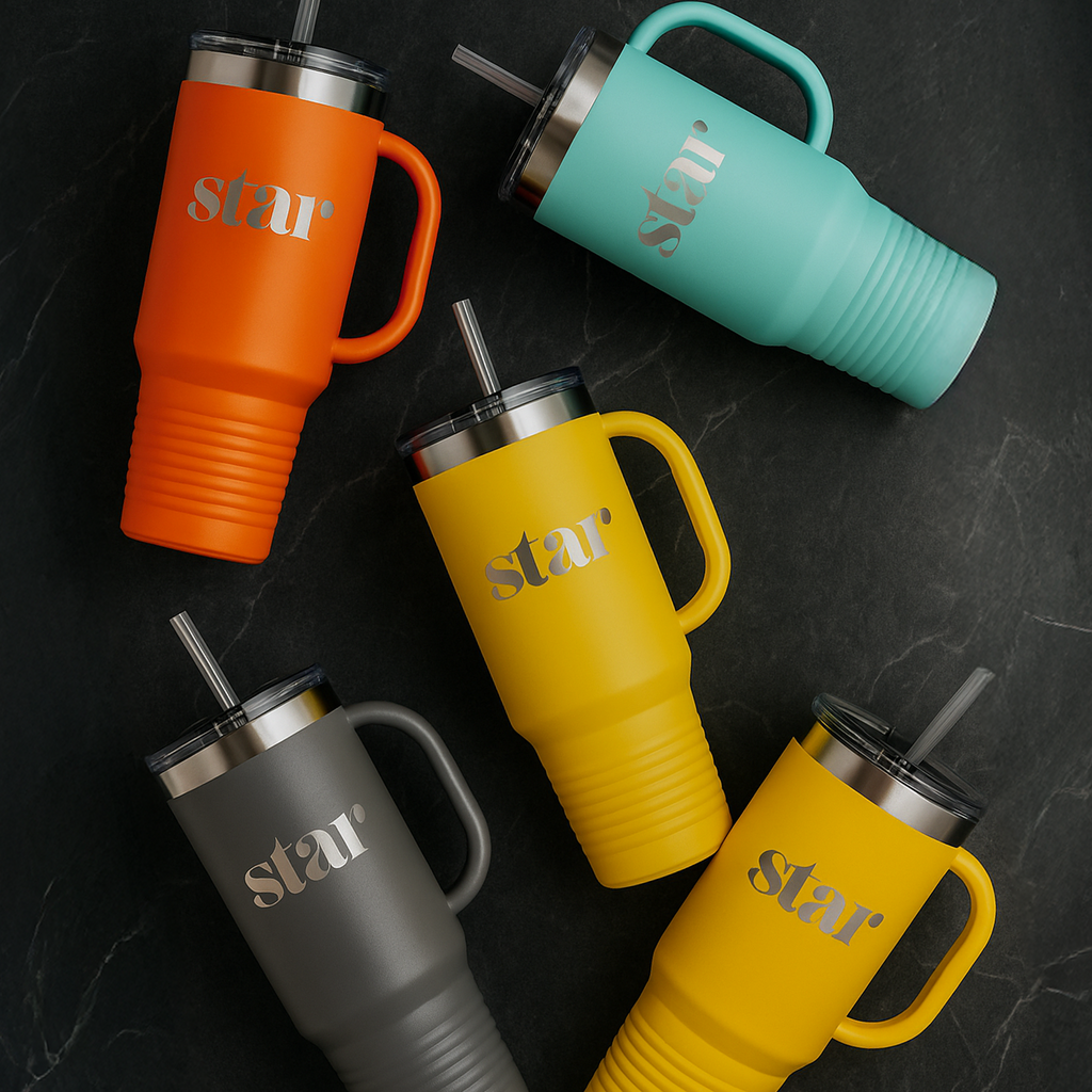 custom engraved tumblers with handles