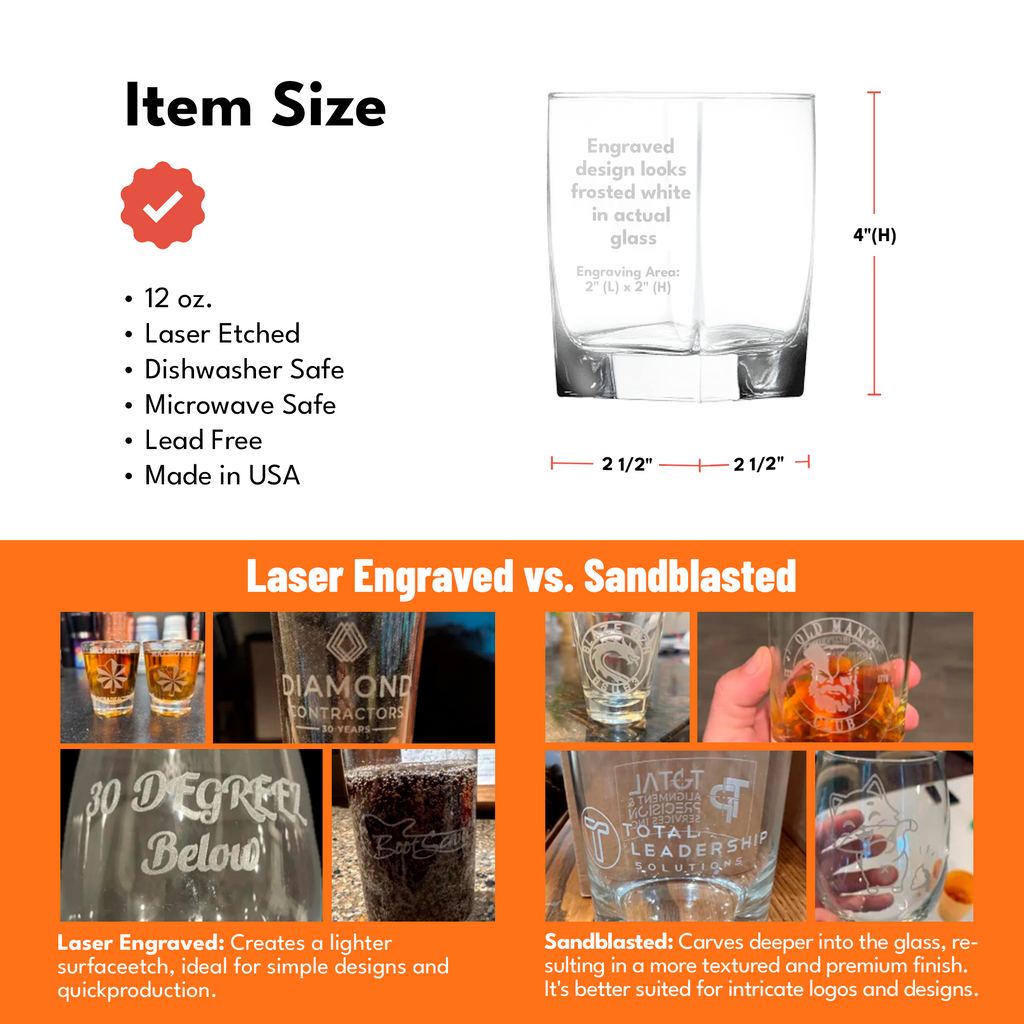 laser engraved vs sandblasted infographic