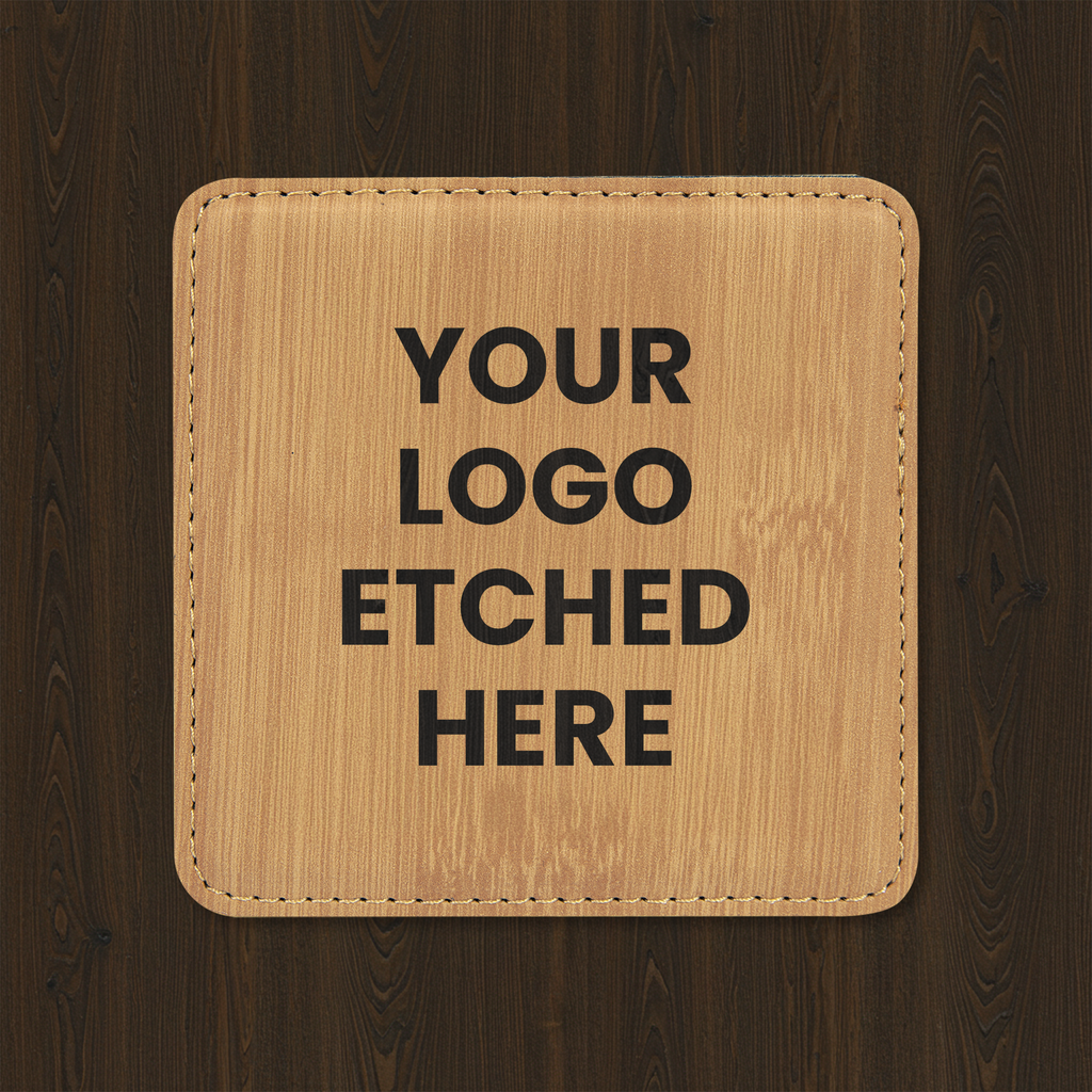 4" x 4" Square Leatherette Coaster with Exclusive Bulk Wholesale Pricing