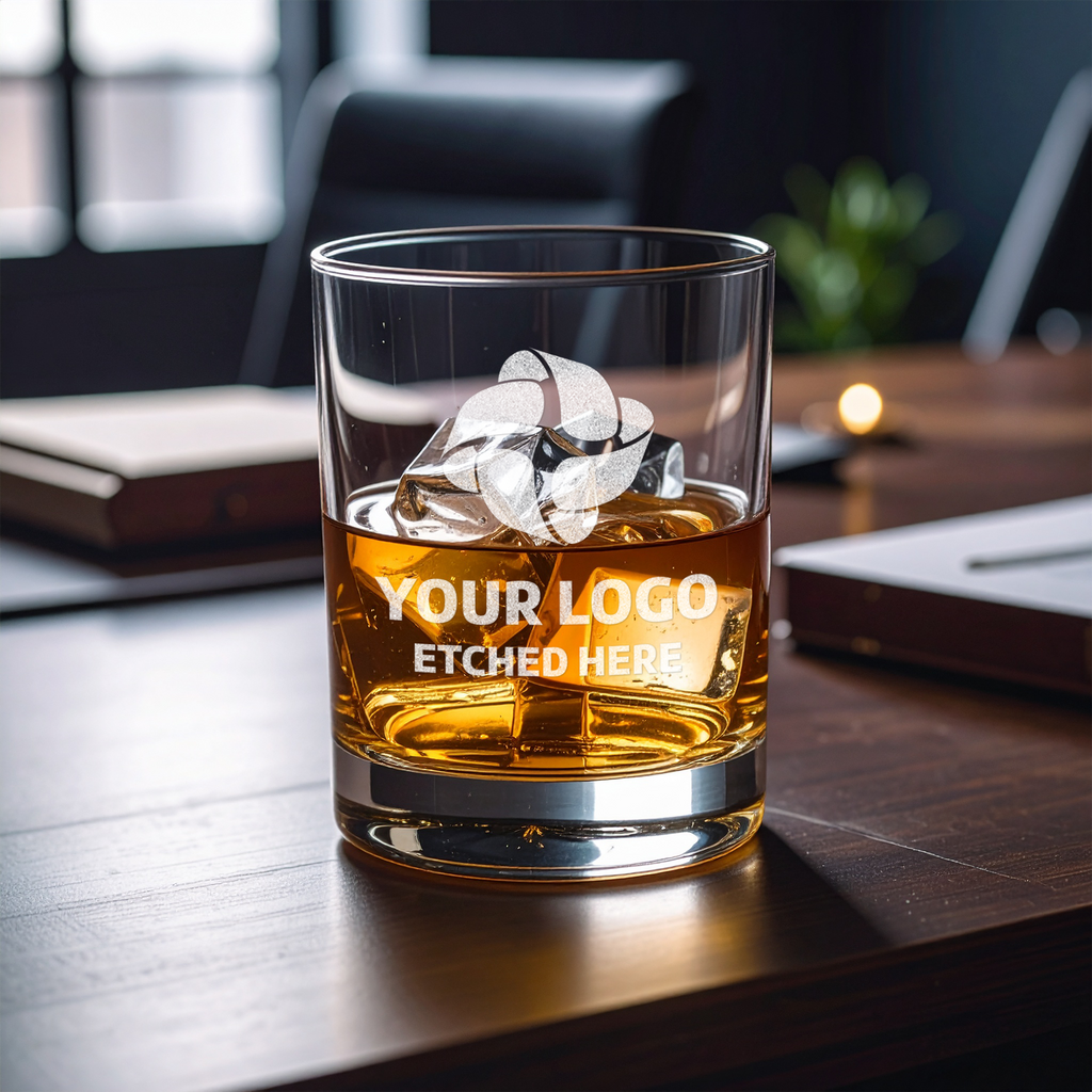 glass whiskey cup with custom logo