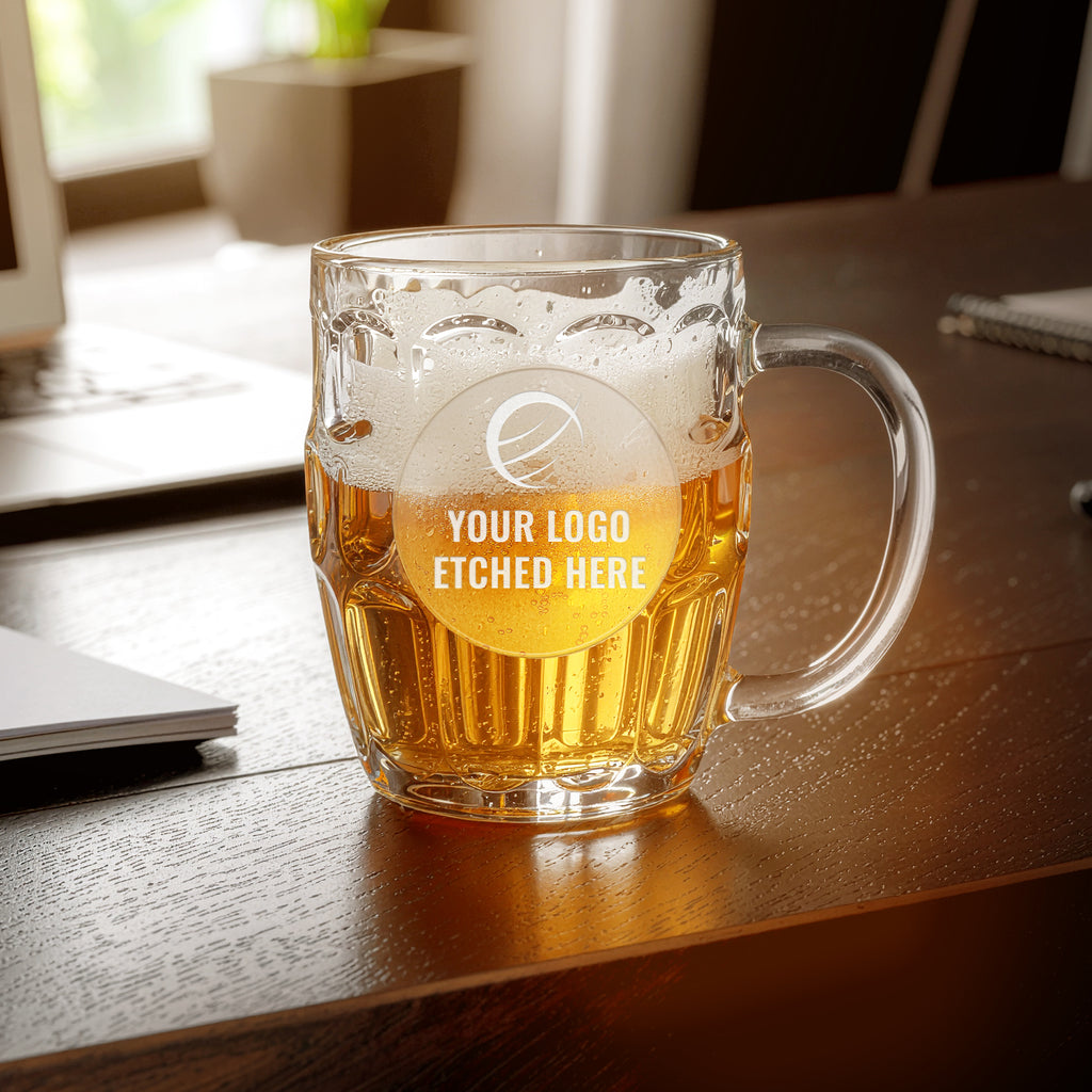 custom branded glass mug