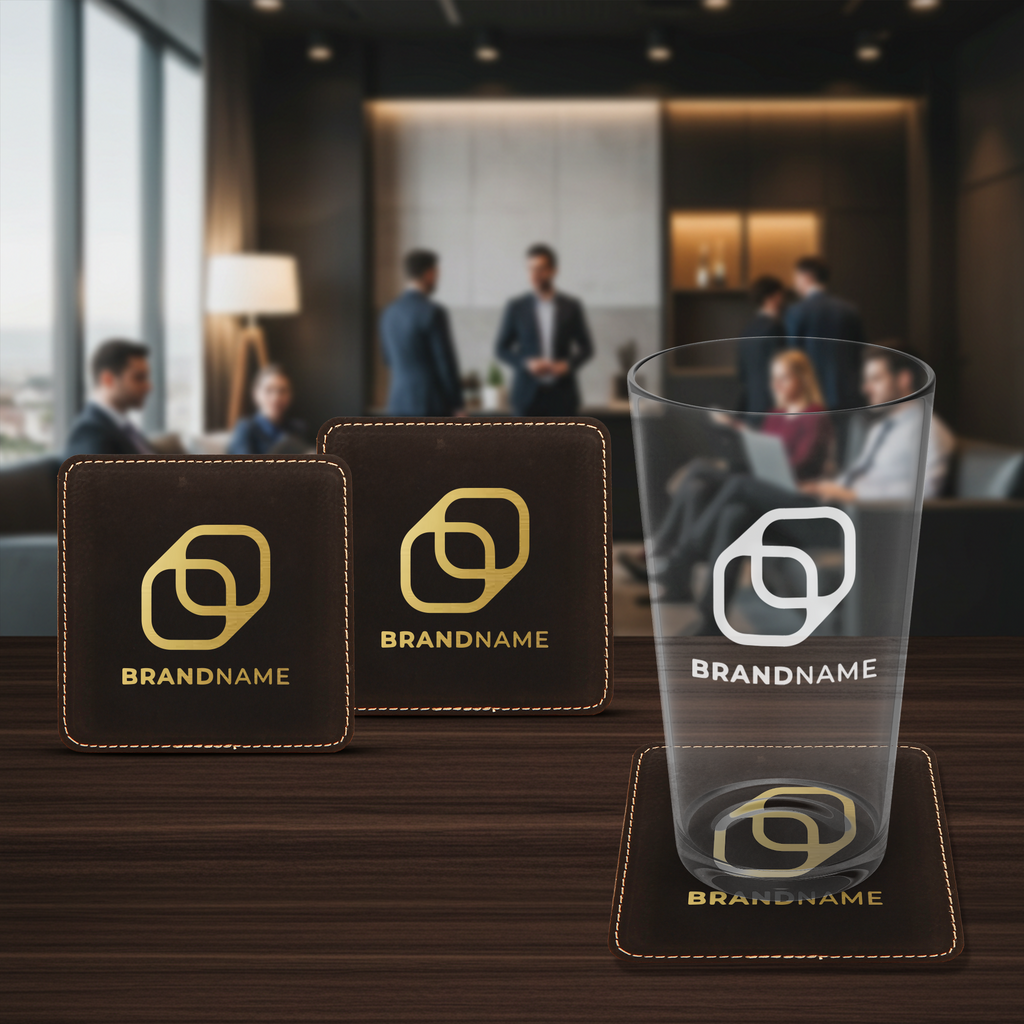 4" x 4" Square Leatherette Coaster with Exclusive Bulk Wholesale Pricing