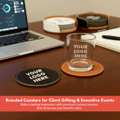4" Round Leatherette 6-Coaster Set with Exclusive Bulk Wholesale Pricing