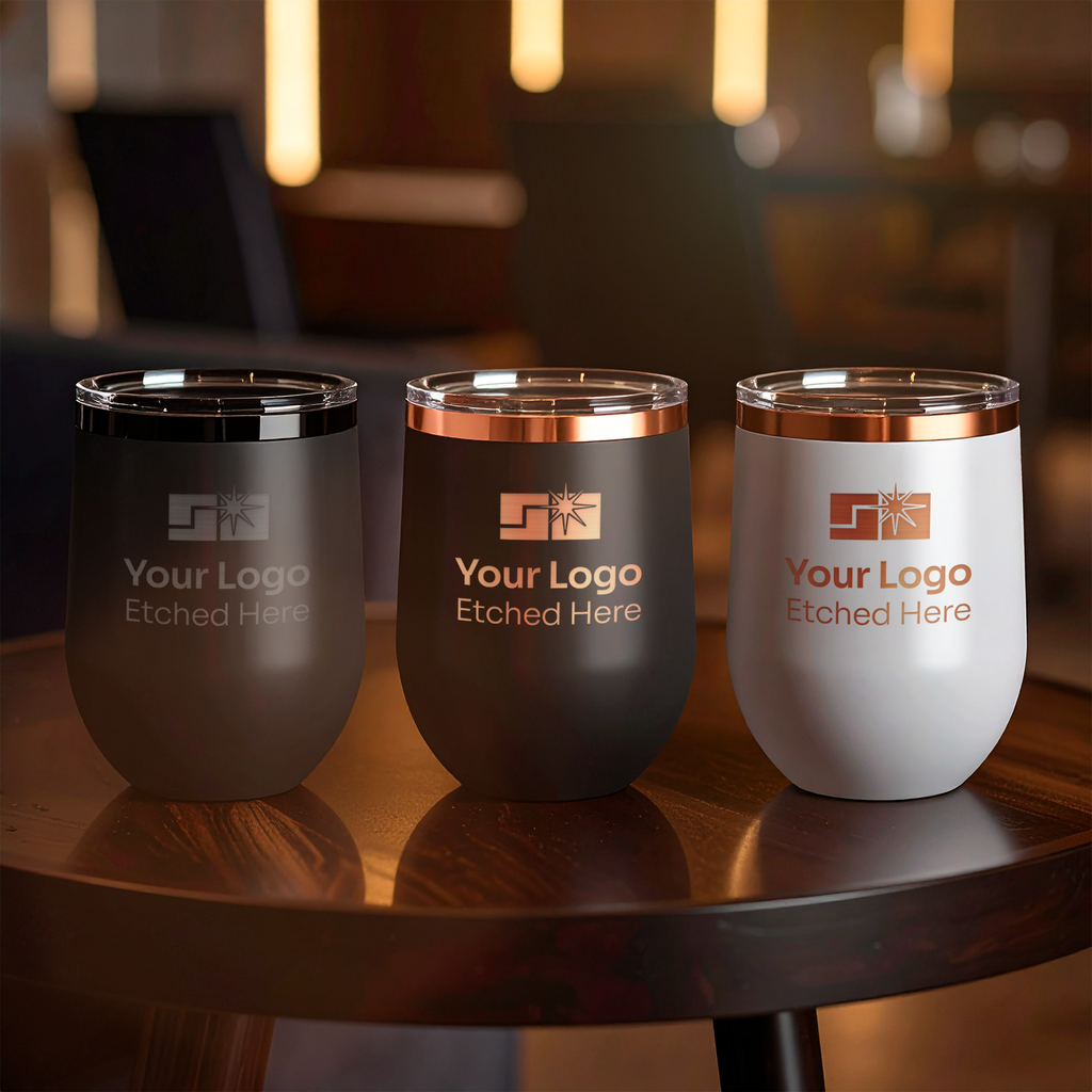 custom branded stemless wine tumblers