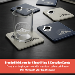 4" x 4" Square Laserable Leatherette Bottle Opener Coaster with Exclusive Bulk Wholesale Pricing