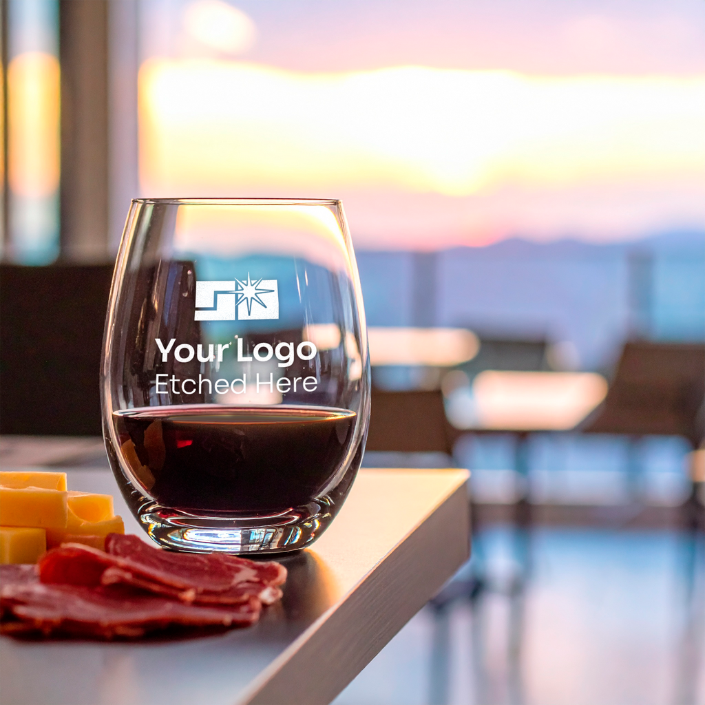 custom branded stemless wineglass