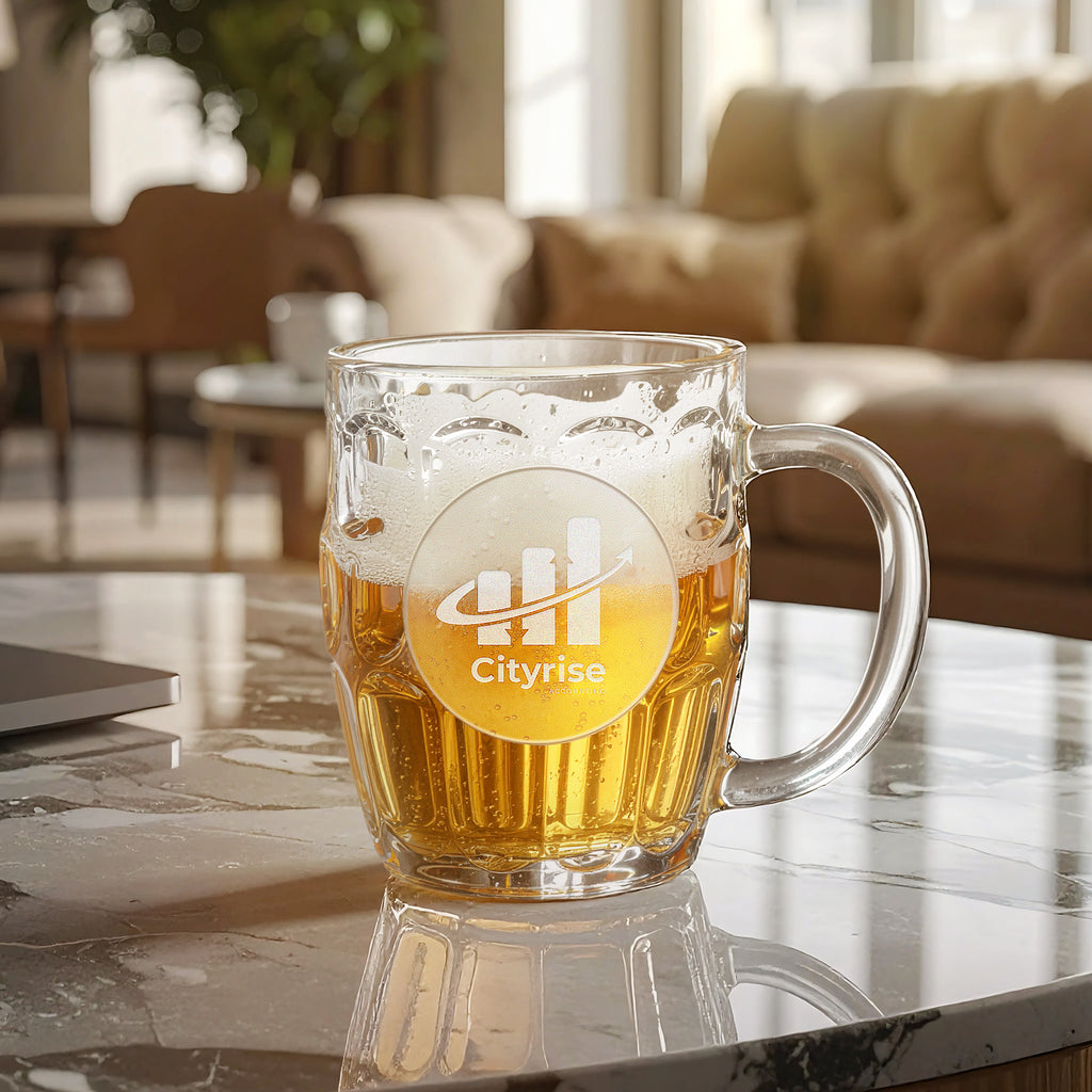 custom branded glass mug