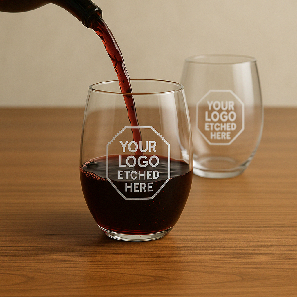custom engraved stemless wine glass