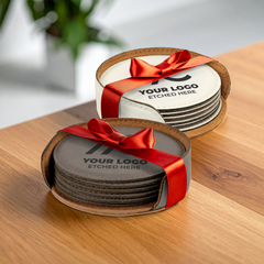 4" Round Leatherette 6-Coaster Set with Exclusive Bulk Wholesale Pricing