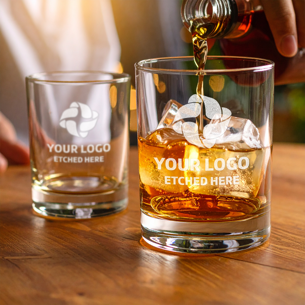 glass whiskey cups with custom logo