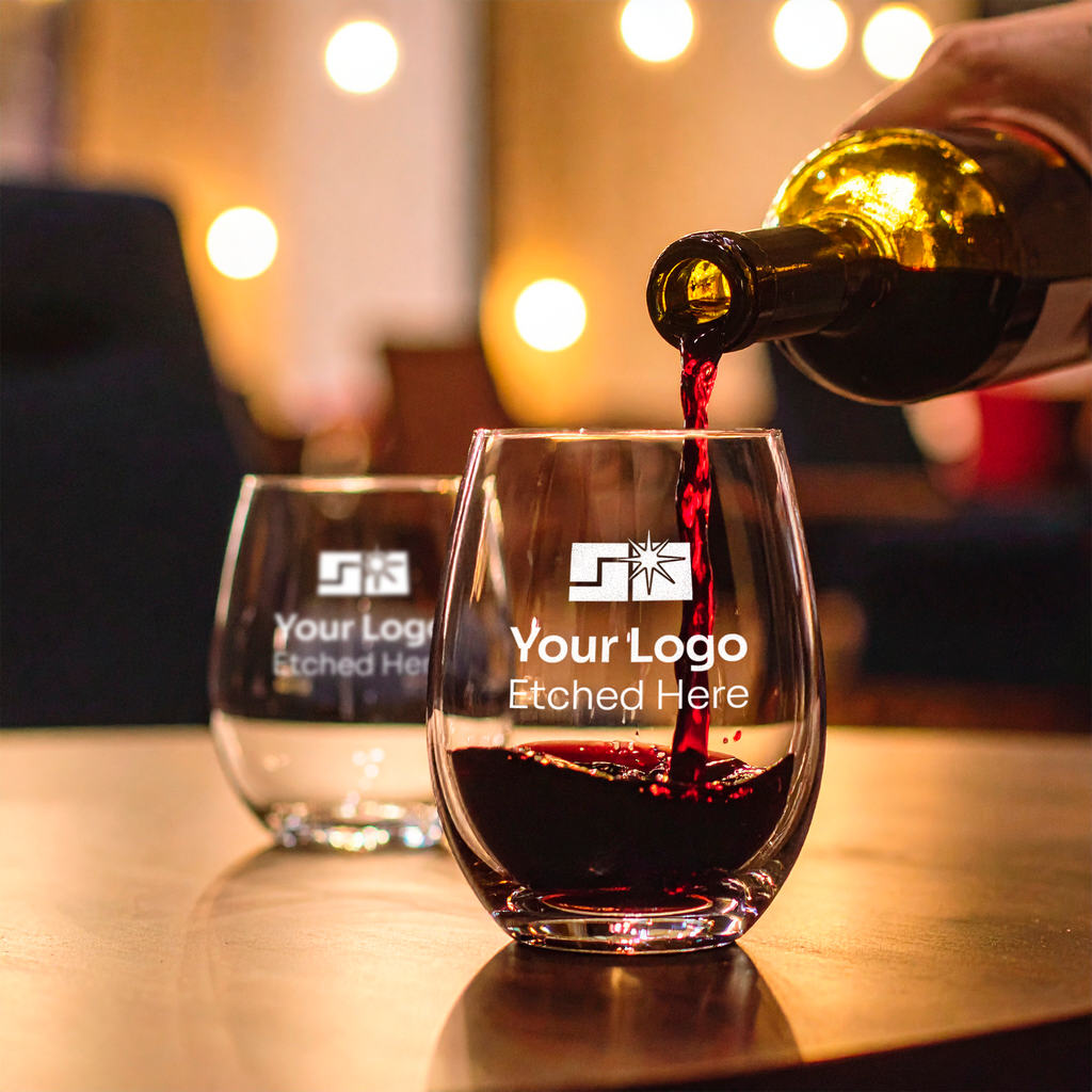 custom branded stemless wineglass