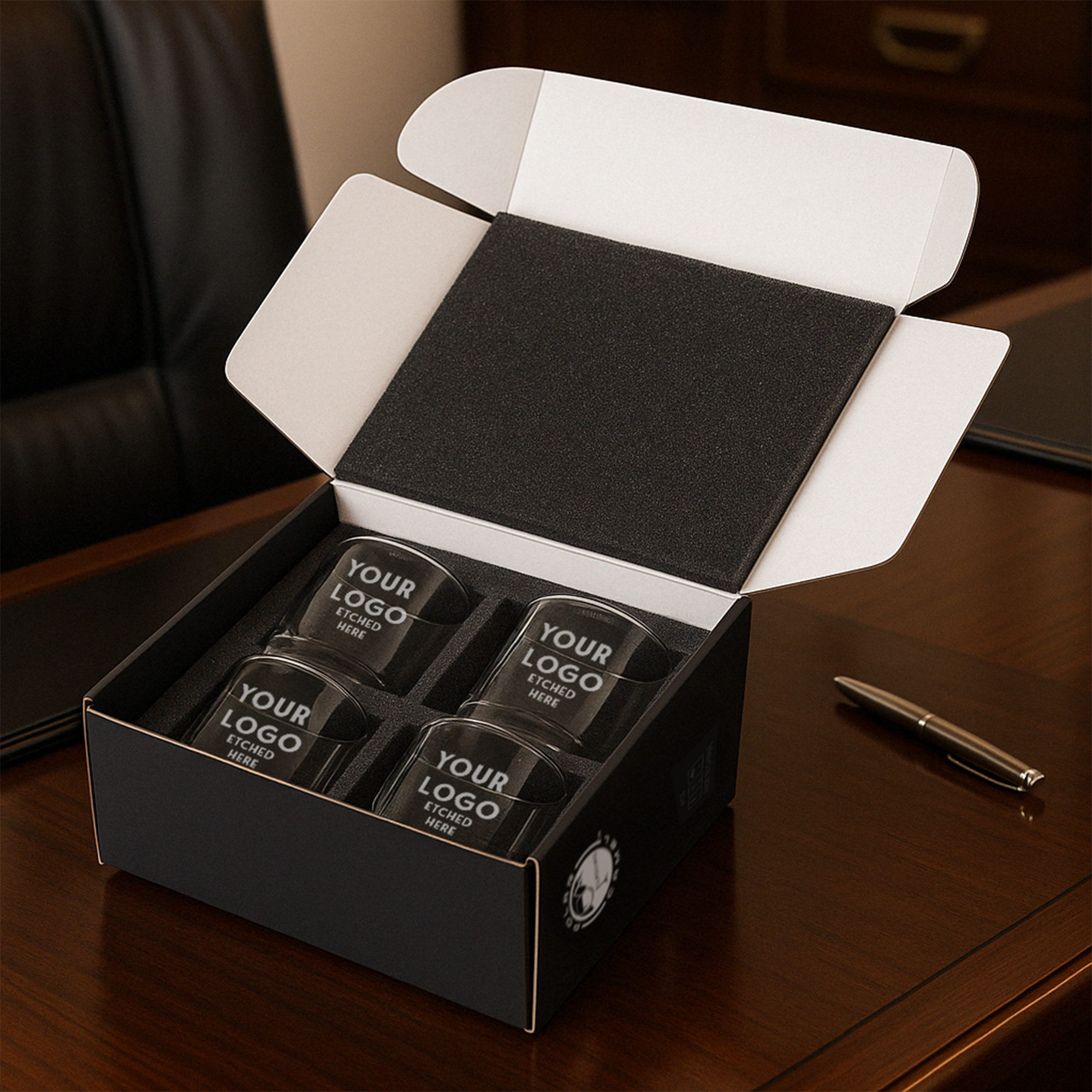 engraved whiskey glasses in gift box