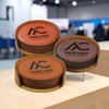 4" Round Leatherette 6-Coaster Set with Exclusive Bulk Wholesale Pricing