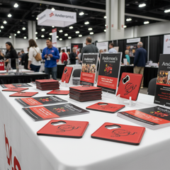 4" x 4" Square Laserable Leatherette Bottle Opener Coaster with Exclusive Bulk Wholesale Pricing