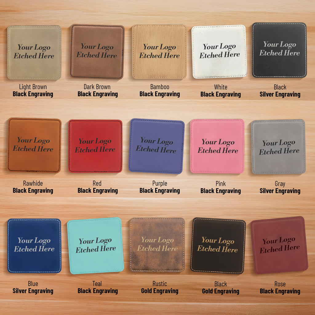 4" x 4" Square Leatherette Coaster with Exclusive Bulk Wholesale Pricing