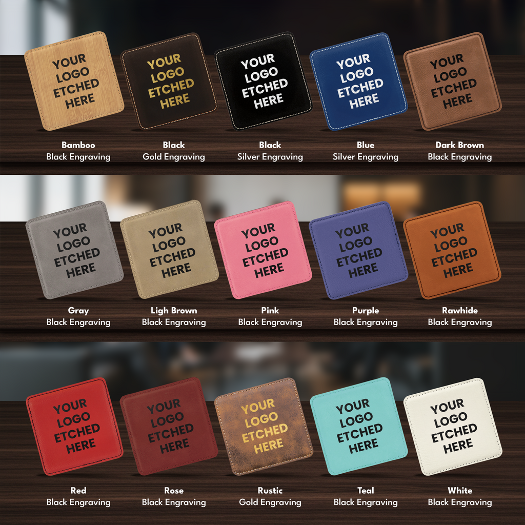 4" x 4" Square Leatherette Coaster with Exclusive Bulk Wholesale Pricing