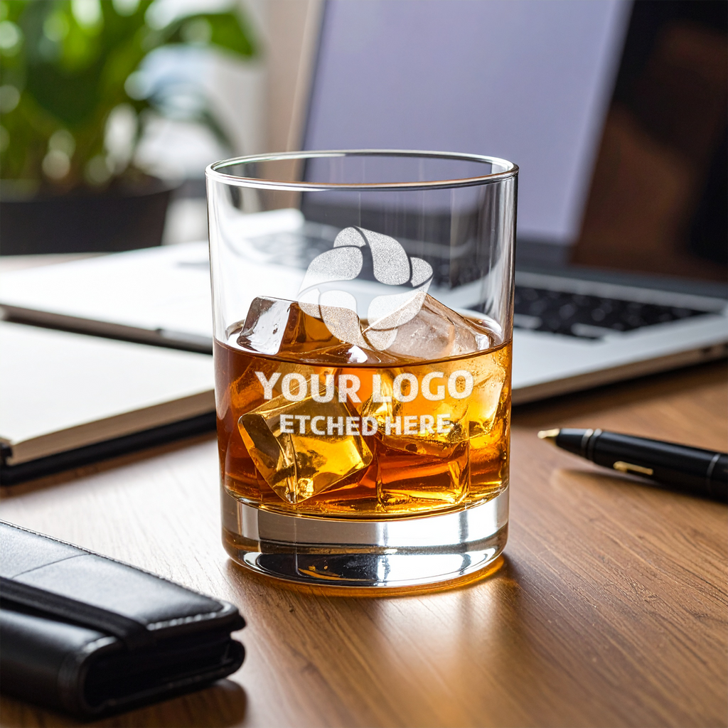 glass whiskey cup with custom logo