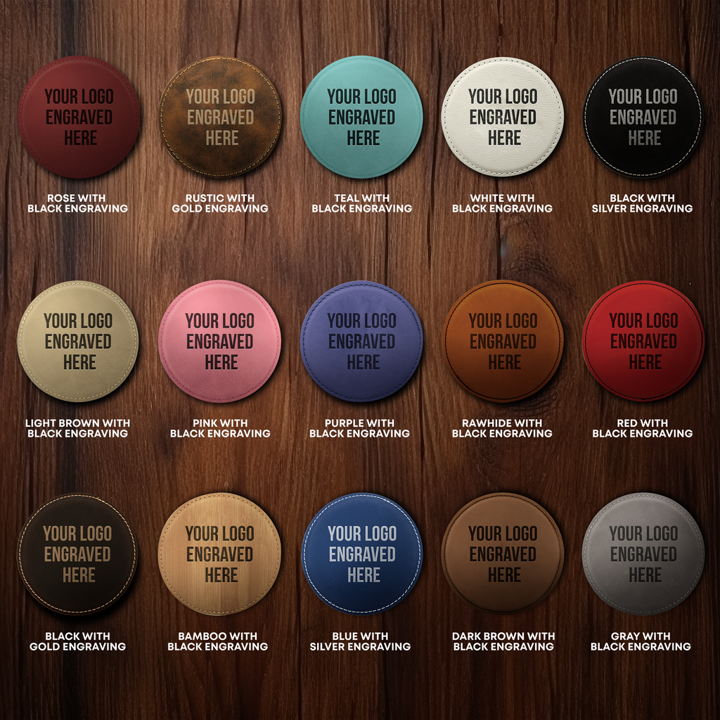 4" Round Leatherette Coaster with Exclusive Bulk Wholesale Pricing