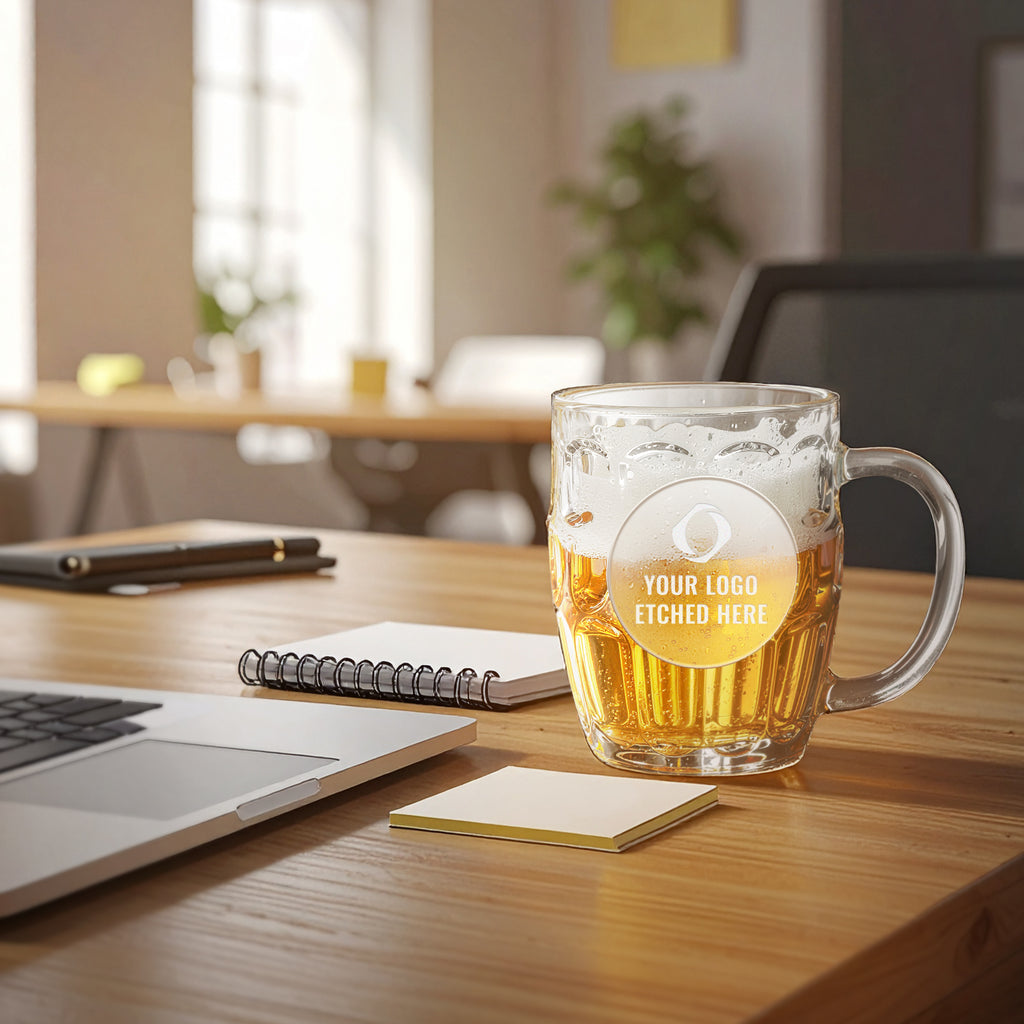 custom branded glass mug