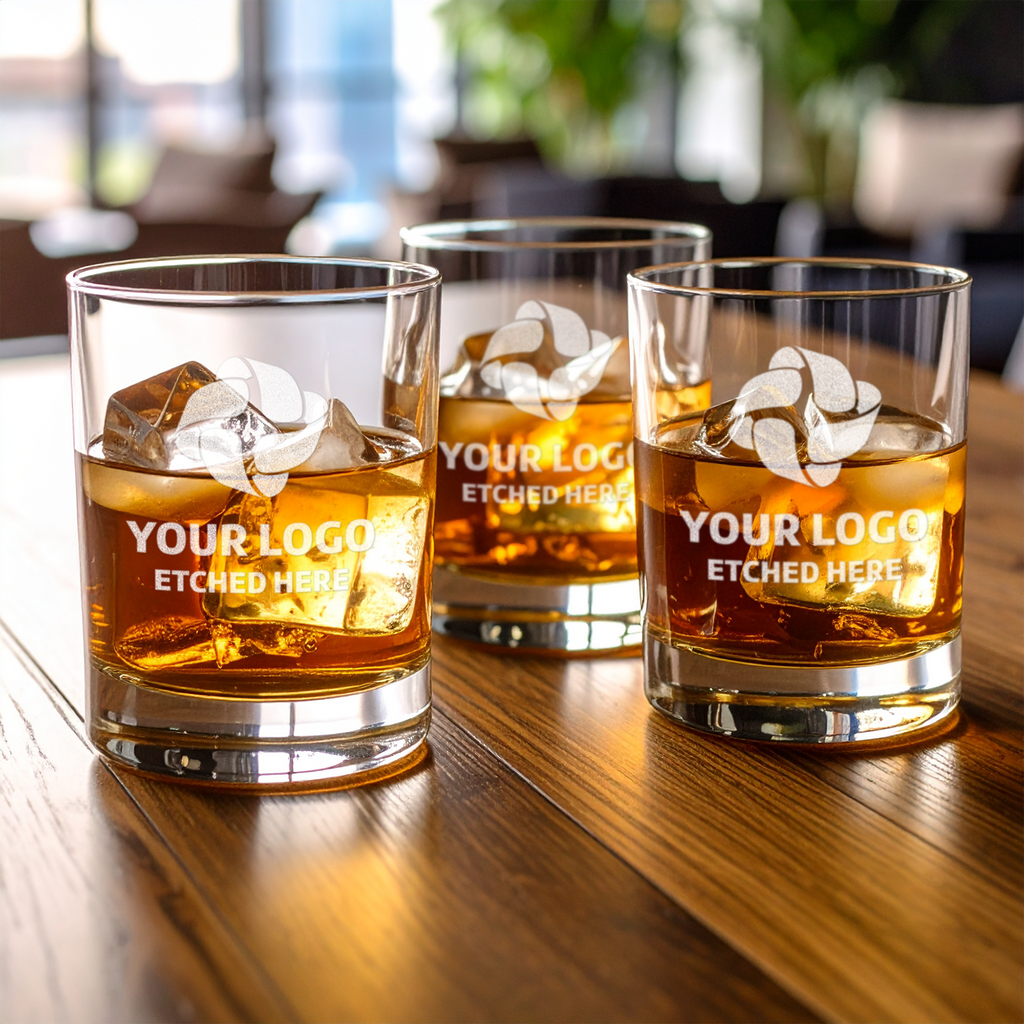 glass whiskey cups with custom logos