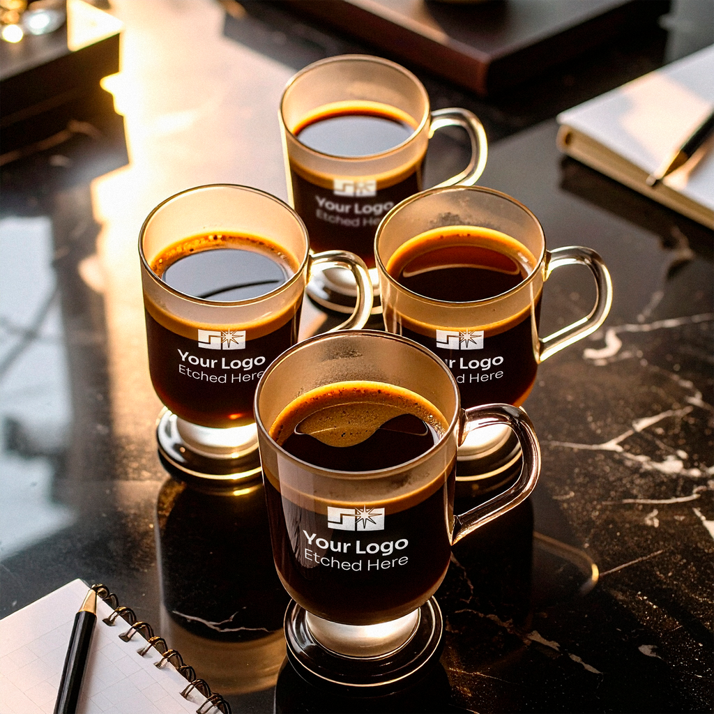 custom branded glass coffee cups