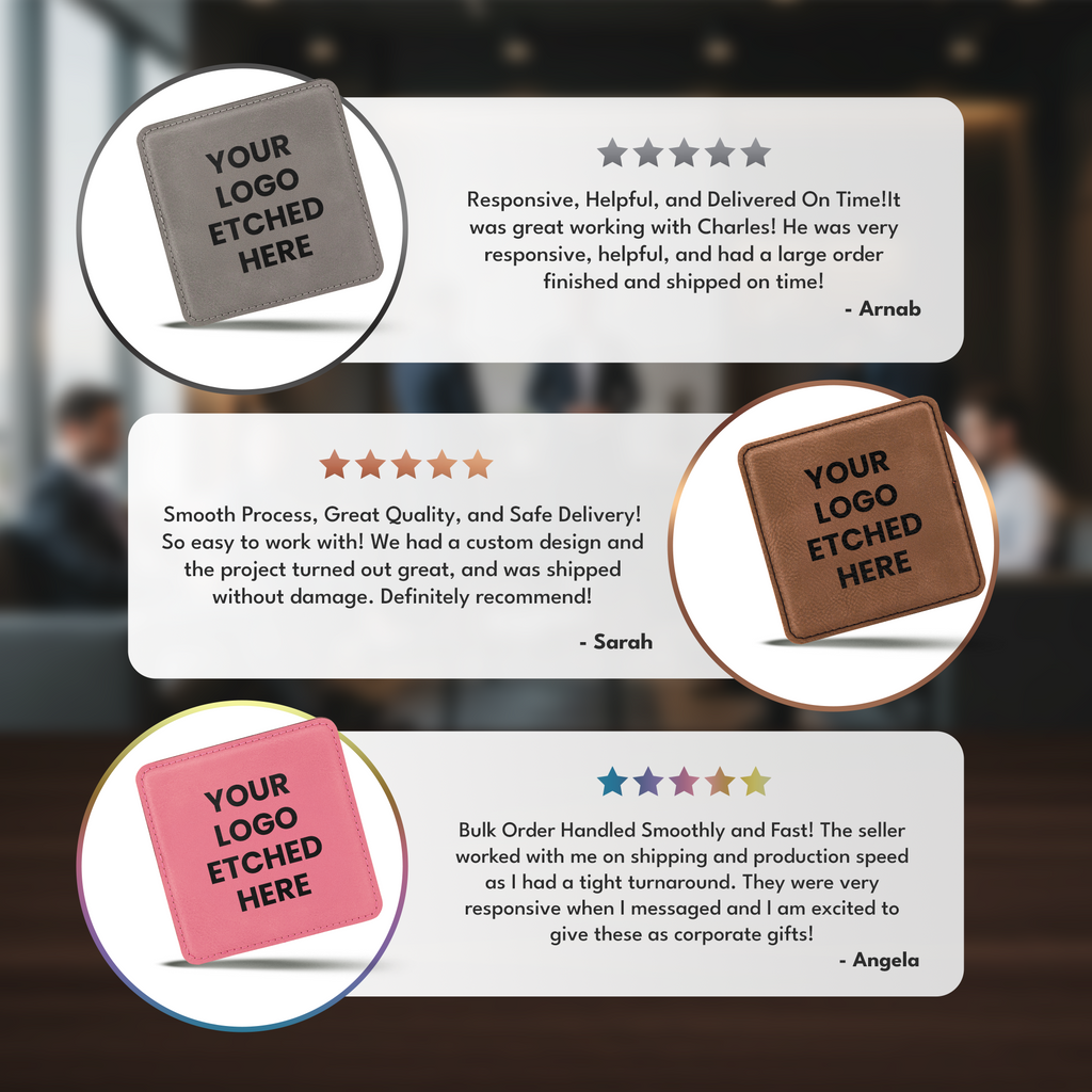 4" x 4" Square Leatherette Coaster with Exclusive Bulk Wholesale Pricing