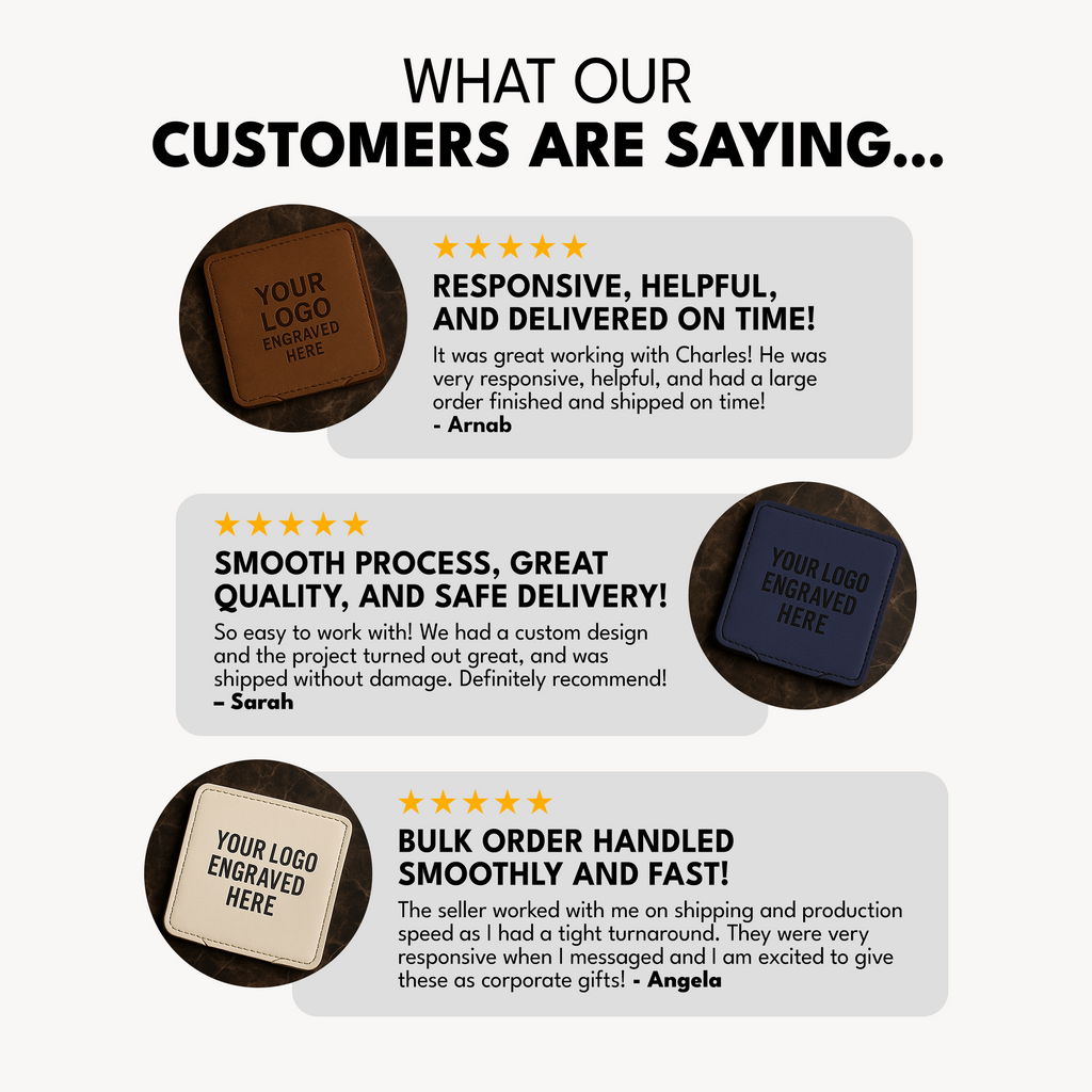 4" x 4" Square Leatherette Coaster Set-6 Piece with Exclusive Bulk Wholesale Pricing