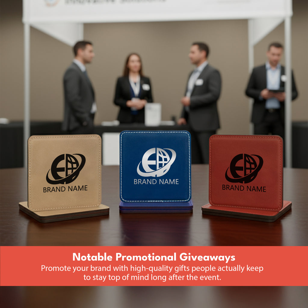 4" x 4" Square Leatherette Coaster with Exclusive Bulk Wholesale Pricing